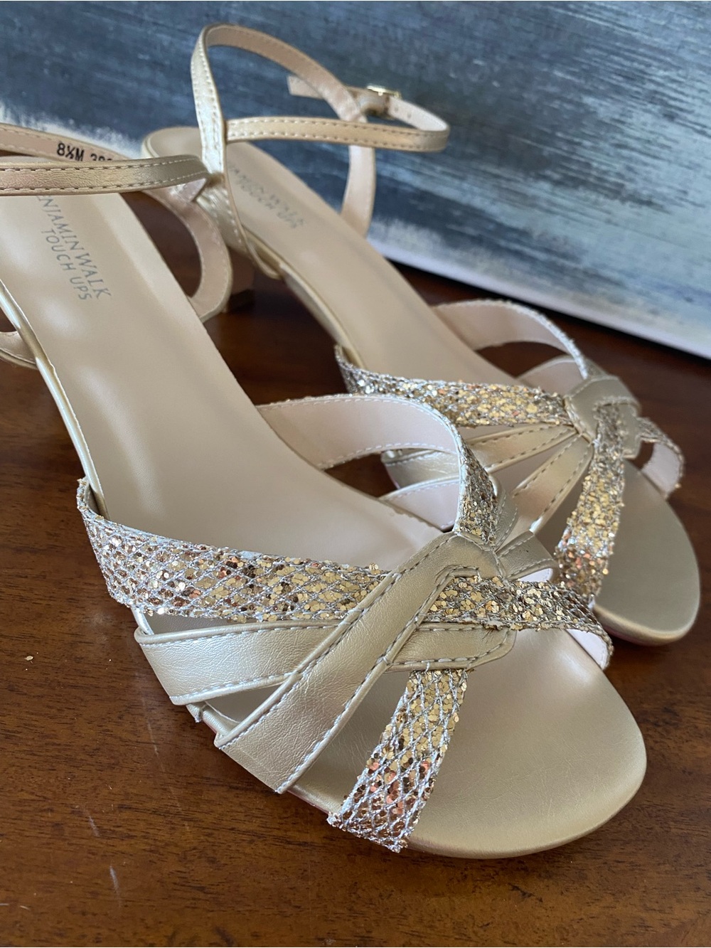 Benjamin Walk 8.5 Gold Sequin Strappy Heels